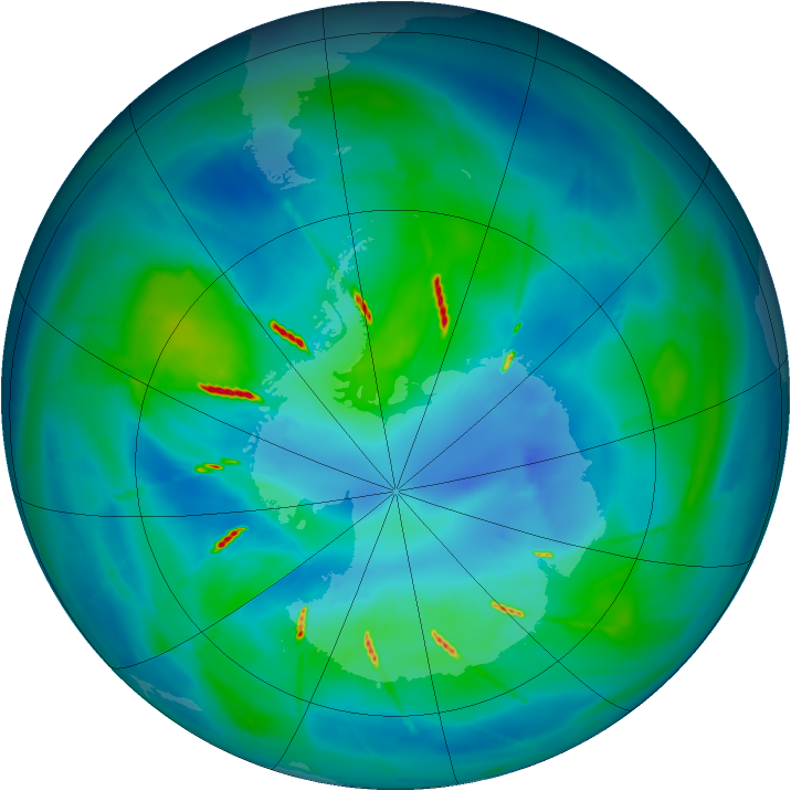 Antarctic ozone map for 03 April 2010